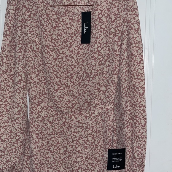 Lulus “Blooming darlin floral print ruffled dress” in mauve - Picture 2 of 6